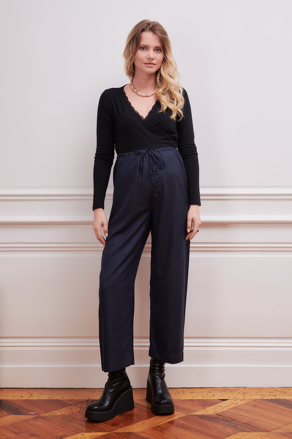Body de grossesse Baccara Noir avec pantalon
