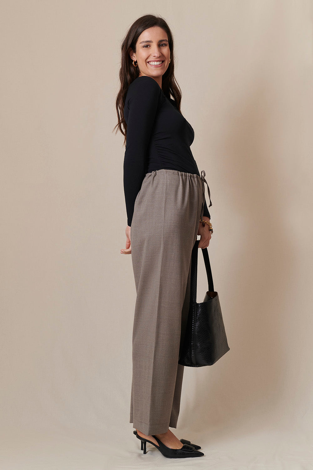 pantalon de grossesse BANKS Grège de côté