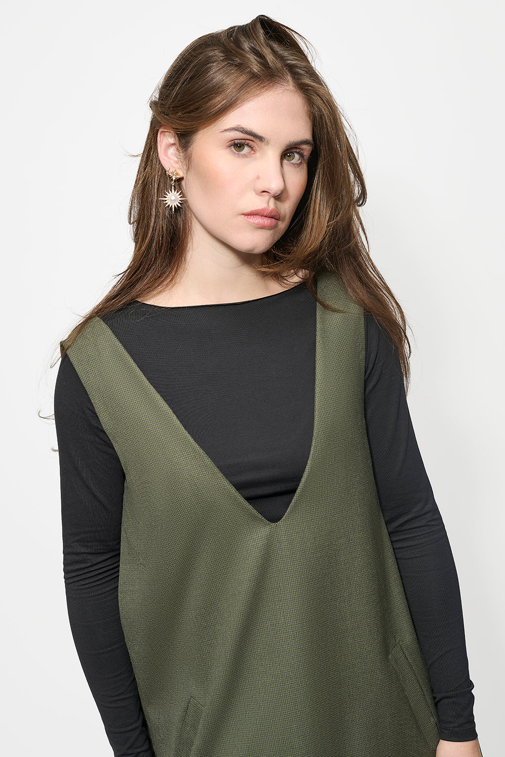 Robe Moonstone Pied-de-poule Kaki