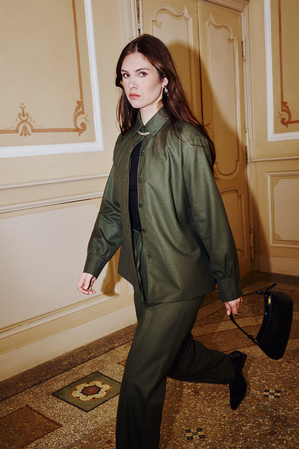 Pantalon Banks Pied-de-poule Kaki