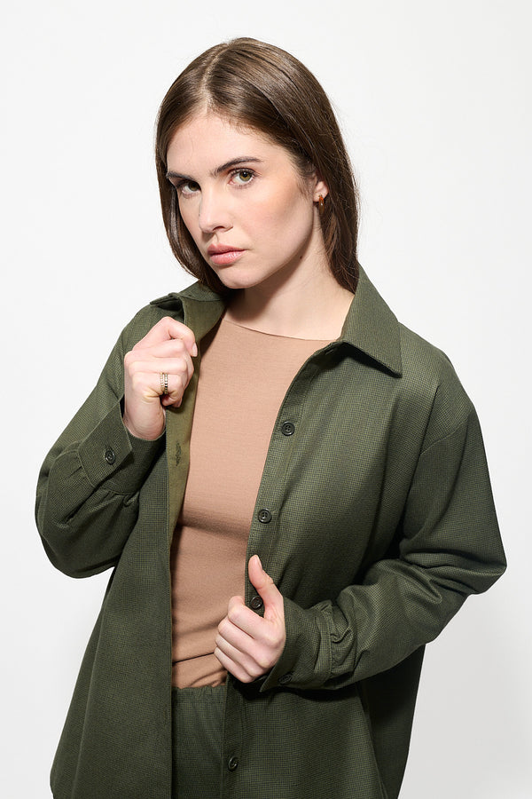 Surchemise Monaco Pied-de-poule Kaki