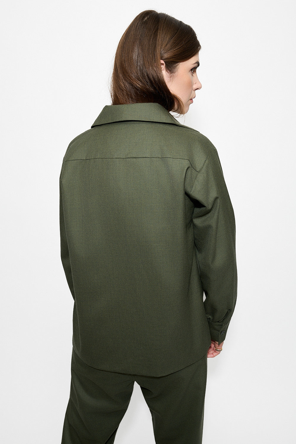 Surchemise Monaco Pied-de-poule Kaki