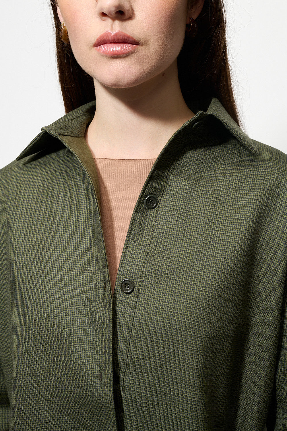 Surchemise Monaco Pied-de-poule Kaki