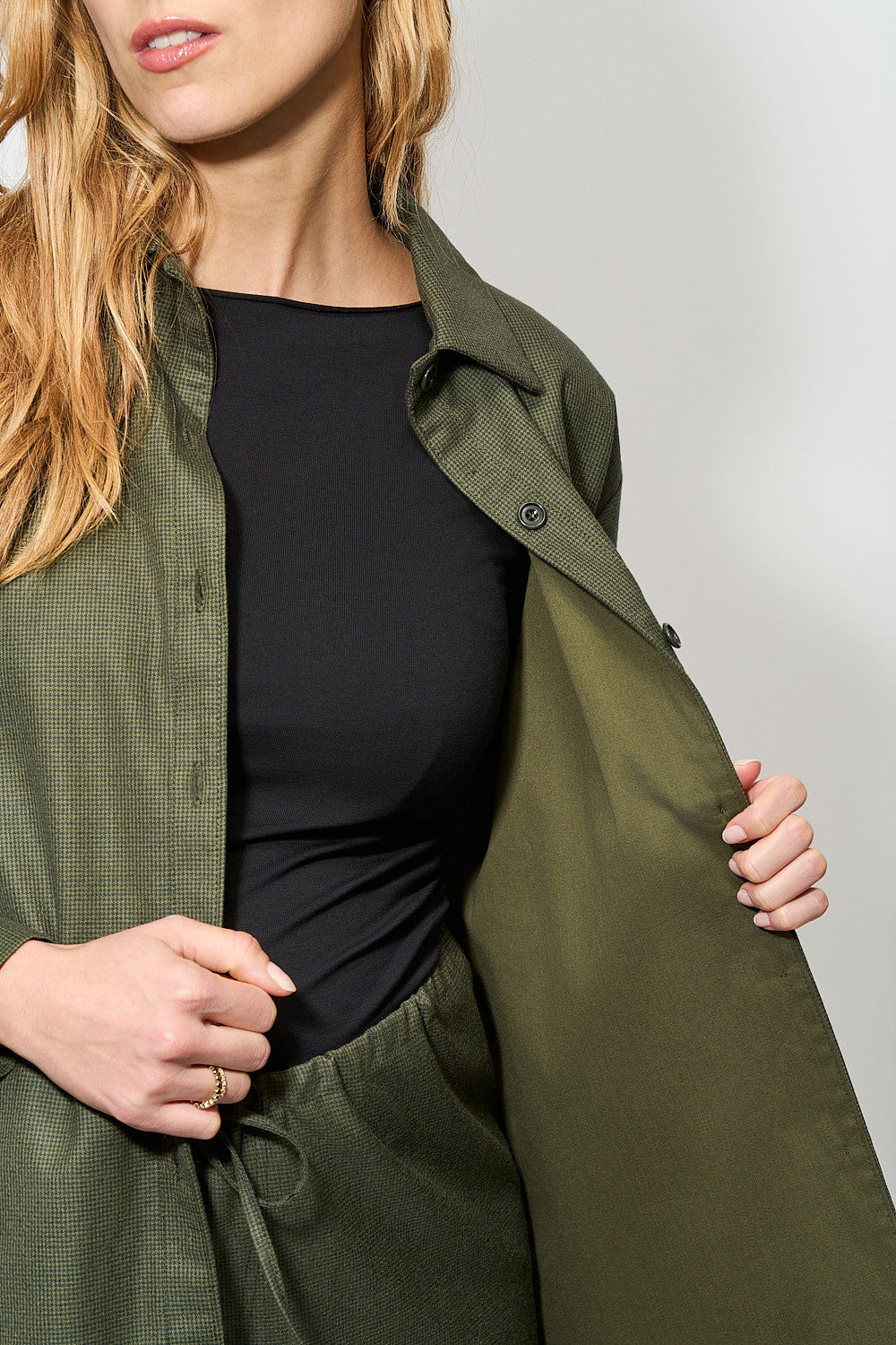 Surchemise Monaco Pied-de-poule Kaki