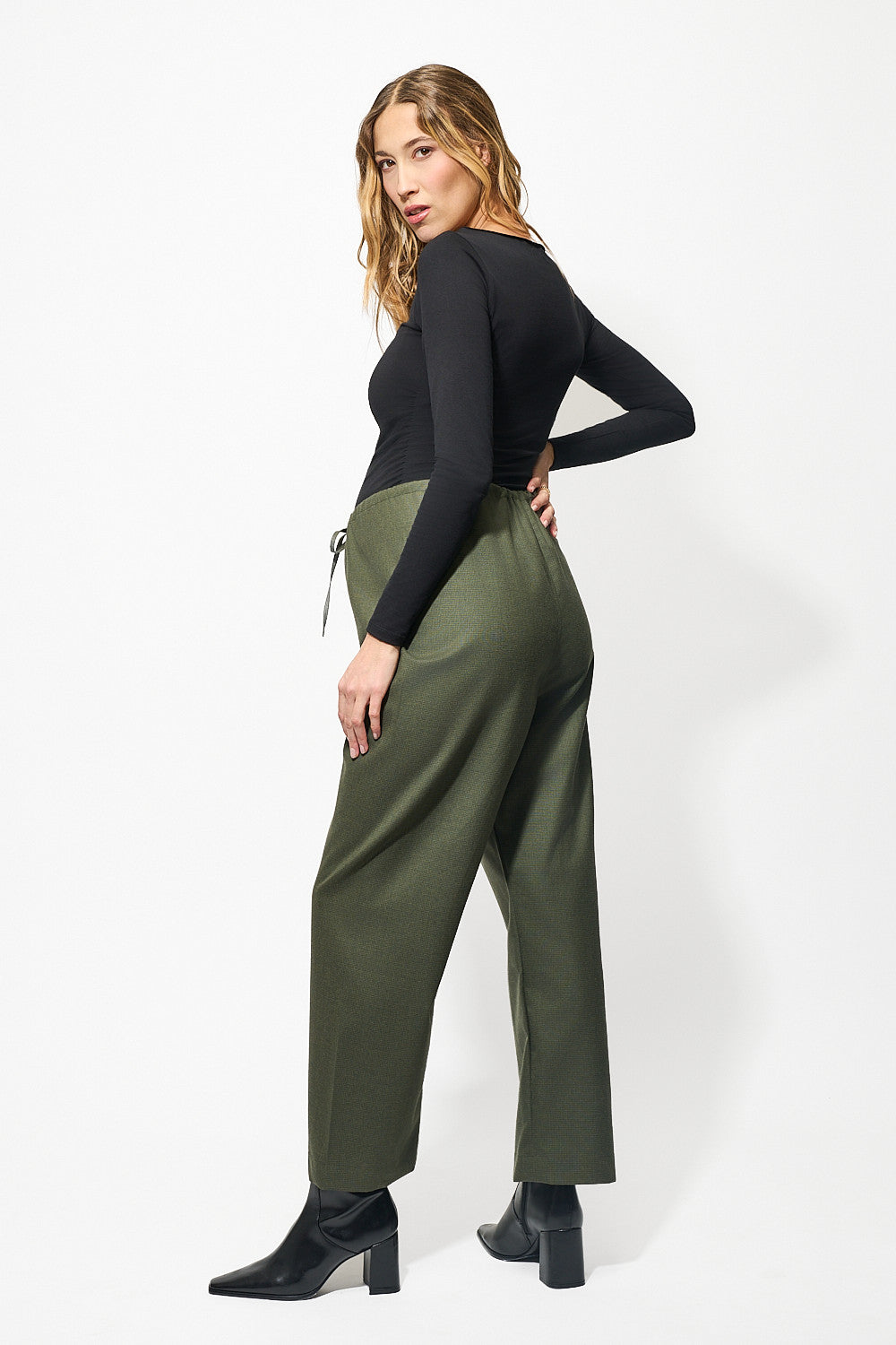 Pantalon Banks Pied-de-poule Kaki