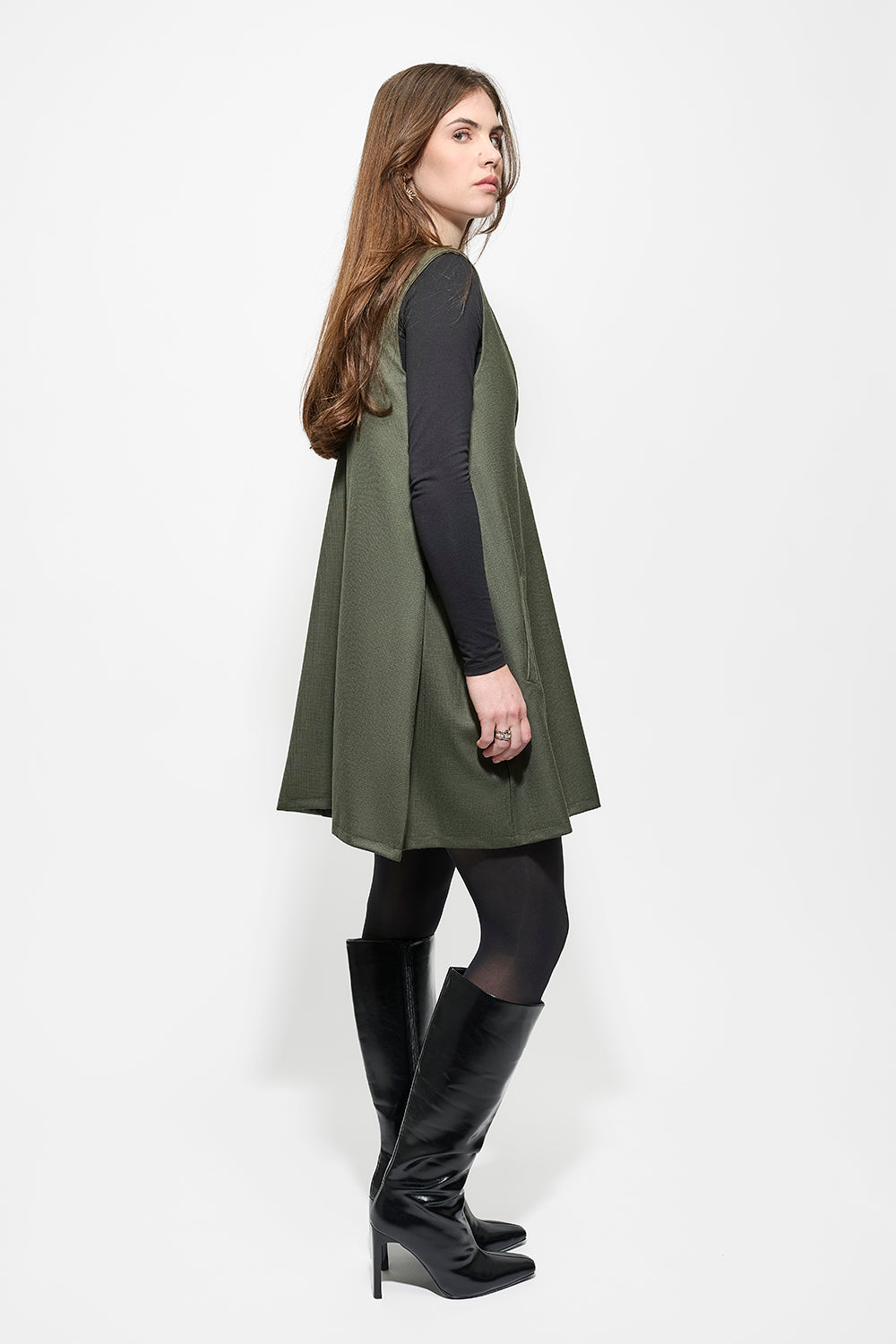 Robe Moonstone Pied-de-poule Kaki